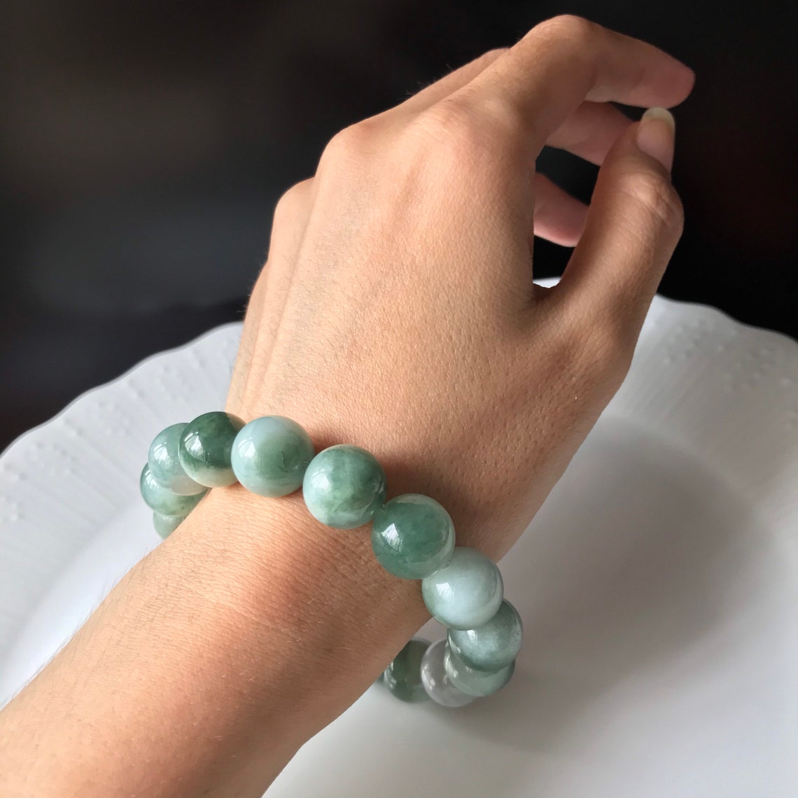 Mens Jade Bead Bracelet 13mm bead size Authentic MYANMAR Type | Etsy