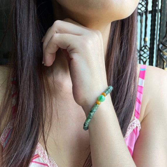 Jade bracelet Translucent Green 5.5mm bead- Authentic Natural Type A Myanmar Jadeite Type A