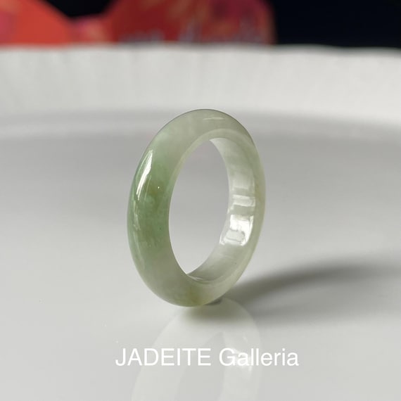 Natural jade band ring US6.75 - Type A Burmese jade Untreated jadeite ring