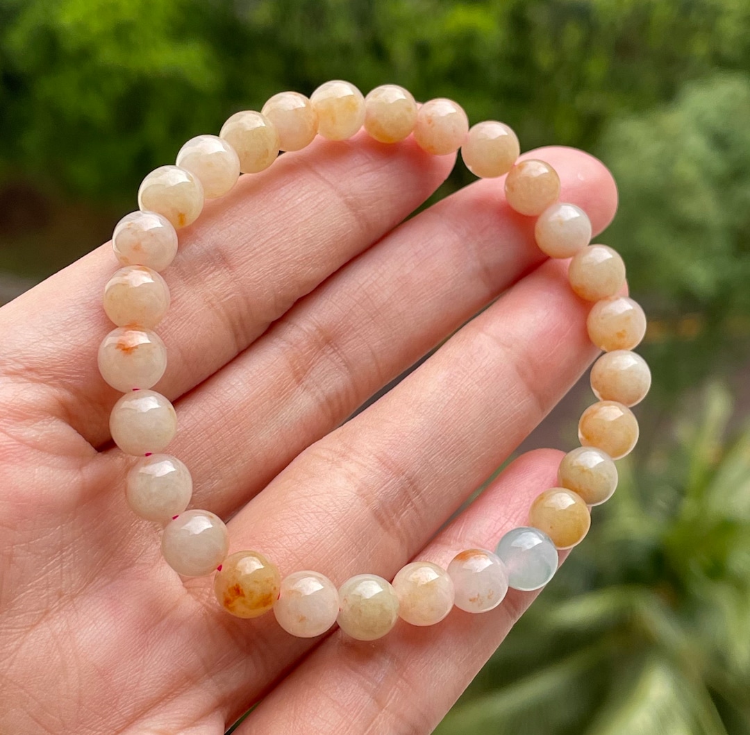 6.66.9mm Jade Bead Bracelets Translucent Golden Orange Natural Burmese