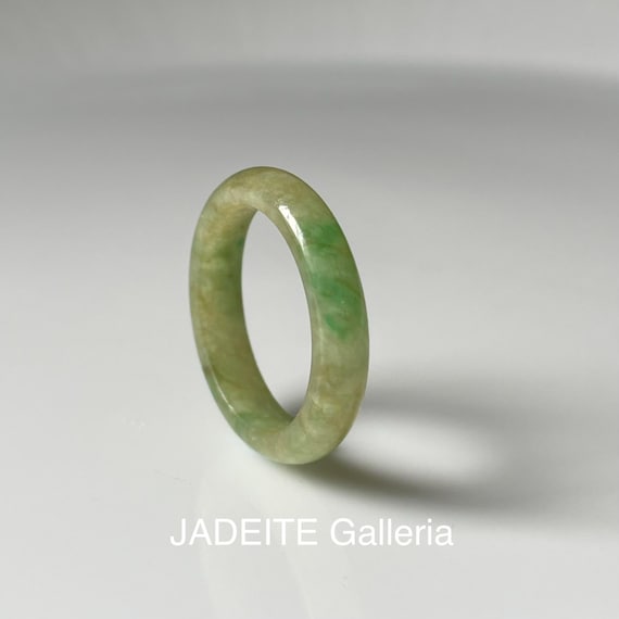 Burmese Jadeite Band Ring, Authentic Green Jade, US Size 6.75