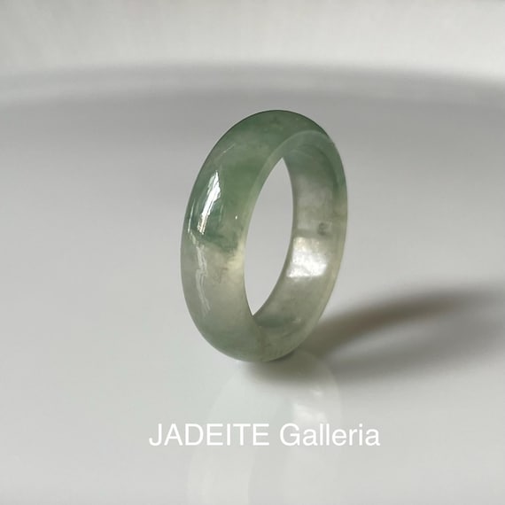 US Size 6.75 Natural Type A Burmese Jadeite Jade Band Ring