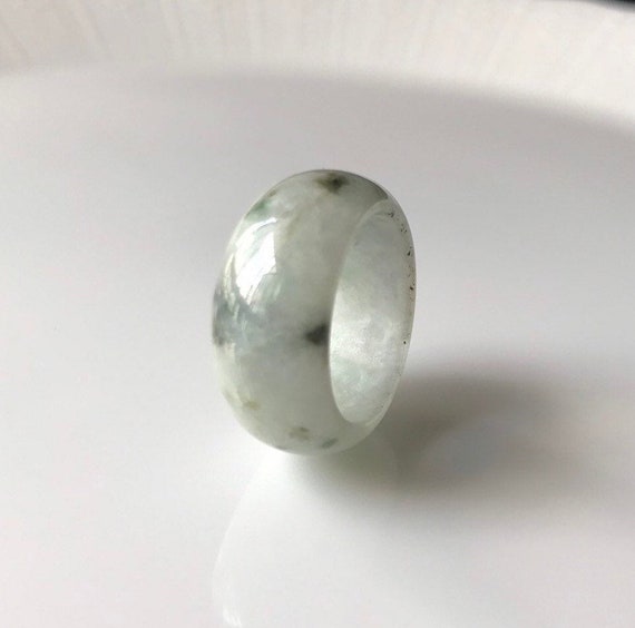 Jadeite Ring US7Jade Band Ring - 100% Natural Burmese Jadeite Grade A Myanmar Type A Jadeite Ring Wide Band ring Unisex Jade Ring