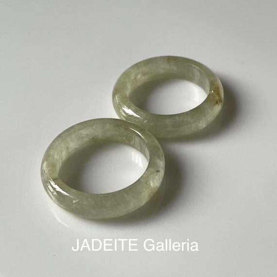 Jade Band Rings Bundle US6.75-  Price for both rings Authentic Burmese Jadeite Jade  Natural Grade A Translucent jade rings