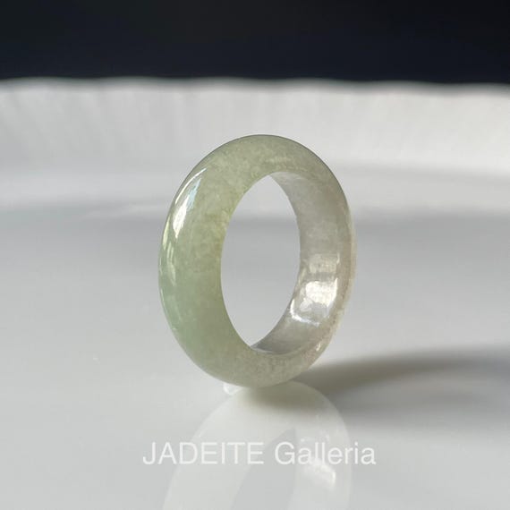 Jade Ring US5.25 - Natural Authentic Burmese jadeite translucent Jade Band Ring