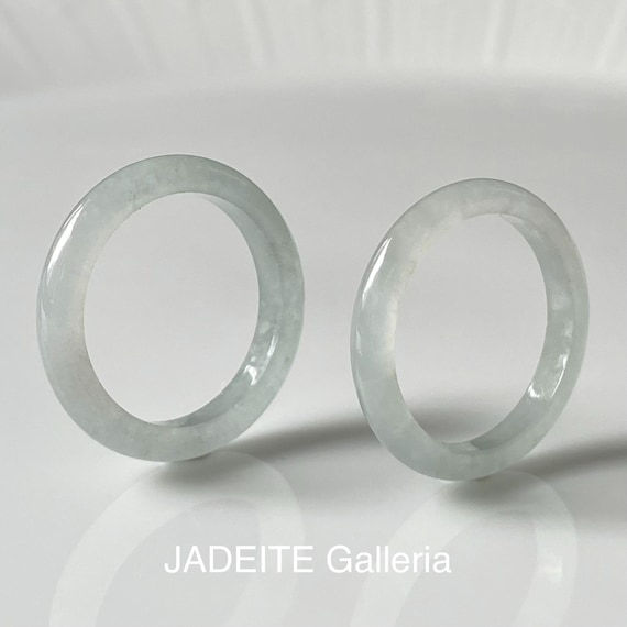 US6.5 Burmese Jadeite Band Ring - Natural burmese jadeite Translucent White Authentic Grade A hand made band rings set