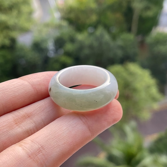 Jade Band Ring US9 -  Genuine Burmese Jadeite Natural Grade A Bi-color jade ring unisex jade band ring