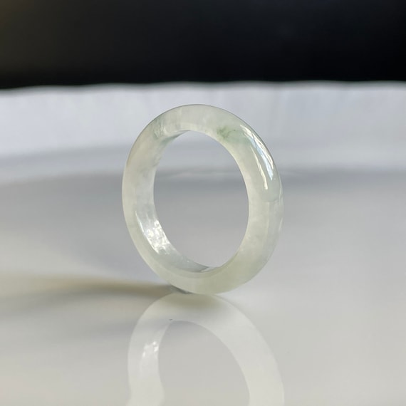 Jade Ring US7.8 Translucent Faint Greenish Clear - Natural Jadeite Type A Burmese Jade Grade A abacus ring