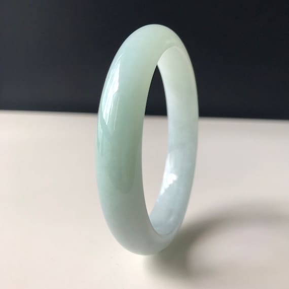 52mm Oval Jade Bangle - Translucent Green Natural Burmese Hadeirw Authentic Type A Grade A jade