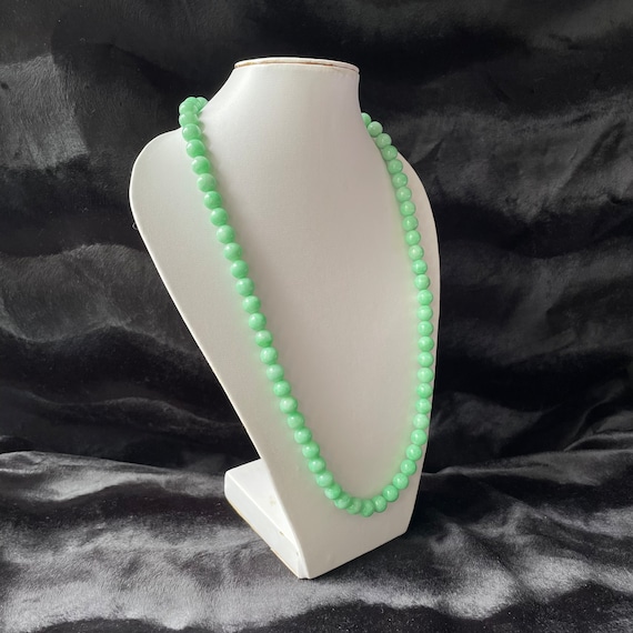 Mother’s Day Gift Jade Bead Necklace - Genuine Authentic Natural Myanmar Jadeite Jade Grade A 9mm Green bead Necklace