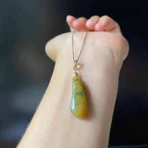 Natural Jadeite Melon Pendant - Type A Burmese jadeite Pendant untreated Myanmar jade jewelry yellow jade pendant