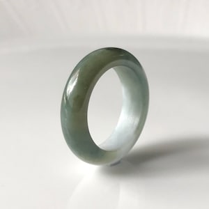 SOLD: Natural jade band ring US 7.3 - Type A Burmese jade Untreated jadeite jade ring