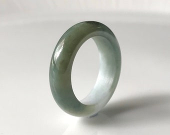 Natural jade band ring US 7.3 - Type A Burmese jade Untreated jadeite jade ring