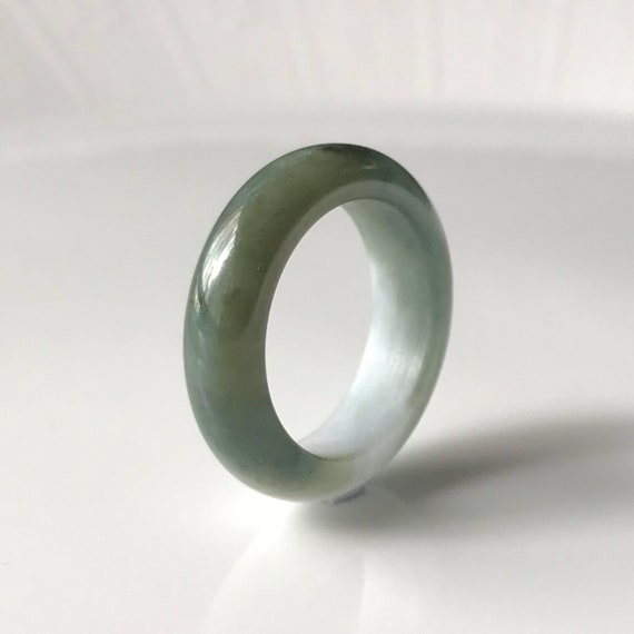Natural jade band ring US 7.3 - Type A Burmese jade Untreated jadeite jade ring