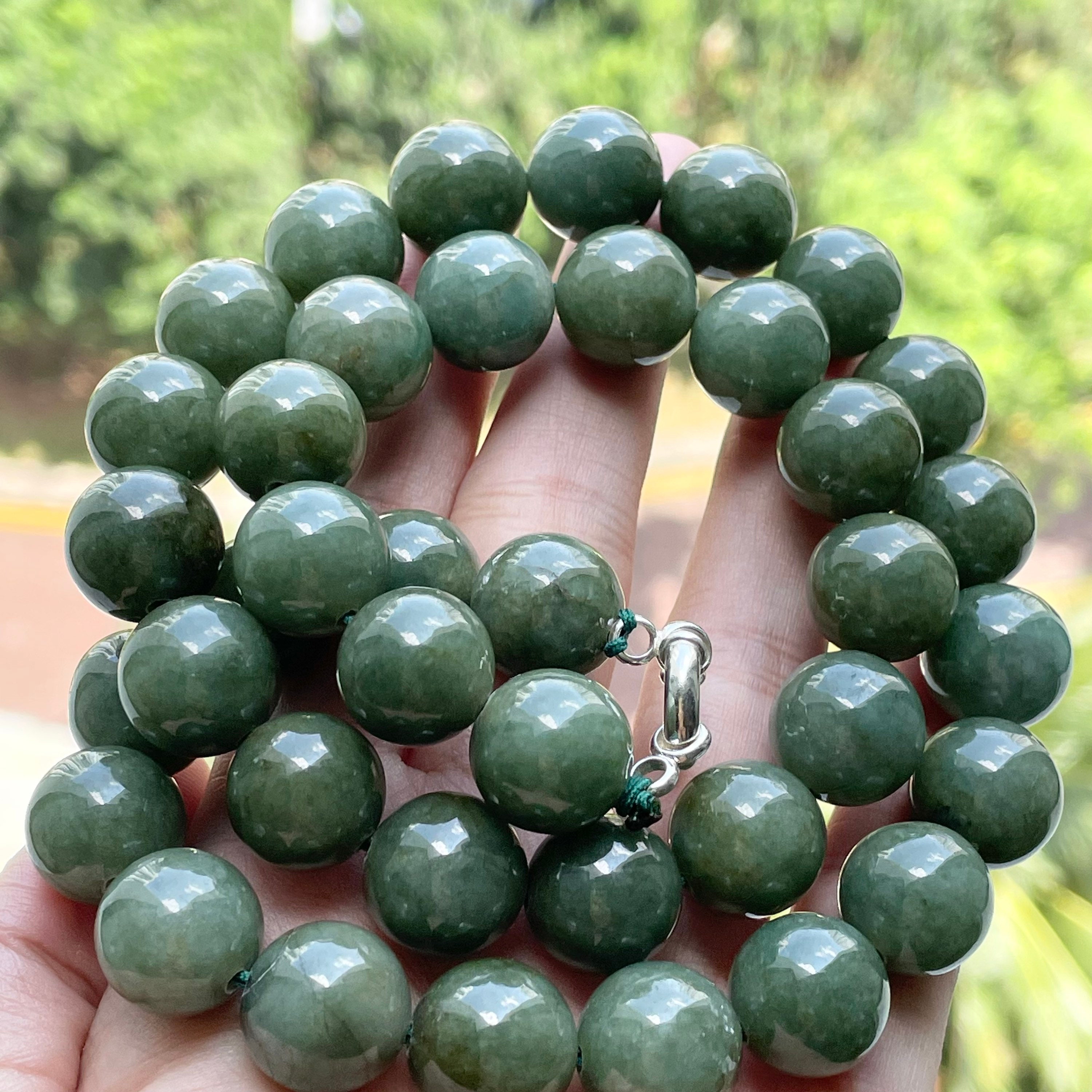 Jade Bead Necklace - Genuine Authentic Natural Burmese