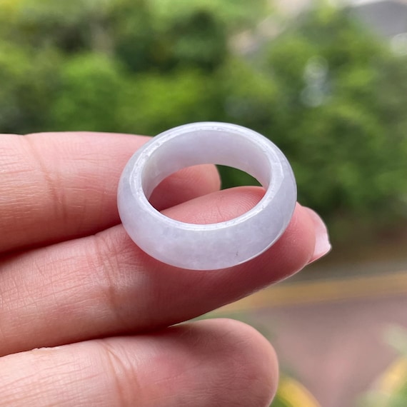 US2.7 Natural Jade Band Ring - Authentic Burmese Jadeite Lavender Color Band Ring