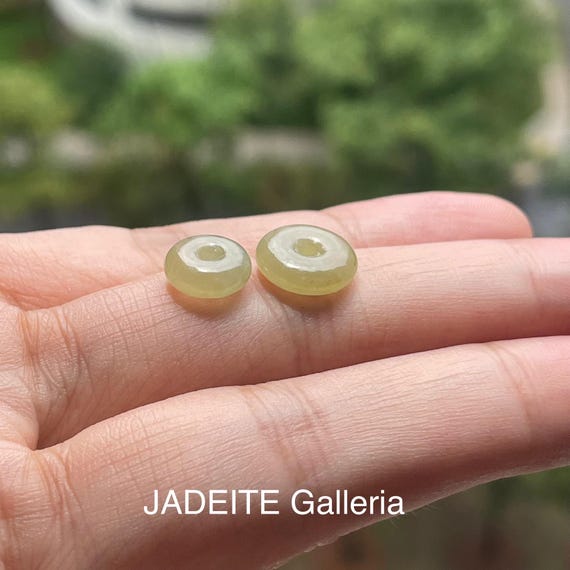 Jade Safety Disc Pair- Genuine Burmese Jadeite Type A Genuine Jade Disc Set customized order with gold clasp is available or wear as it