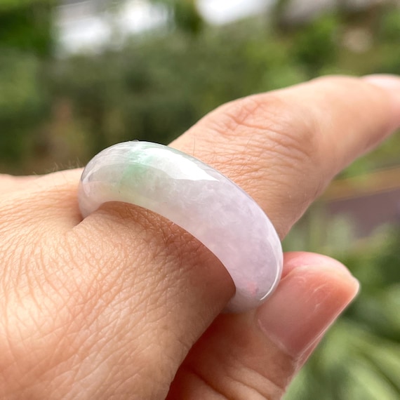 Jade Rings US 8.75 unisex band ring - Authentic Burmese Jadeite Jade Natural Grade A Translucent