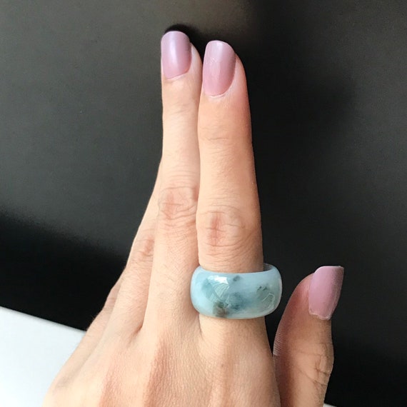 Jade Ring US7.9 Natural jadeite jade grade A  Faint green, Burmese Jadeite Band Ring Abacus Ring Unisex Jade Ring