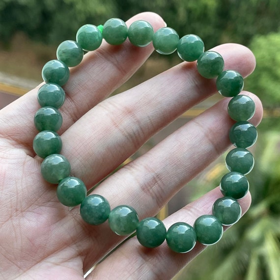 Forest Green Translucent Jadeite 8mm bead bracelet- 100% Natural Grade A Myanmar Jadeite Jewelry Green Jade Bracelet Green Jadeite Bracelet
