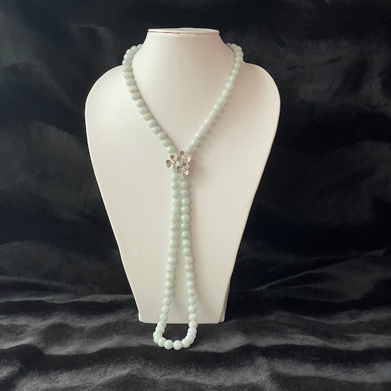 Jadeite Bead Necklace 10mm bead 100% Authentic Burmese Natural Jadeite Jade Grade A Soft Bluish White Necklace