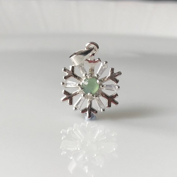 Natural Jade Pendant - Grade A Translucent Natural Burmese Jadeite ICY Cabochon with 925 Silver Snow Flake Pendant Icy jade pendant