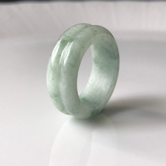 Jade Ring US7.25 for unisex wearable double layer jade ring - Authentic Natural Grade A Burmese Jadeite Jade