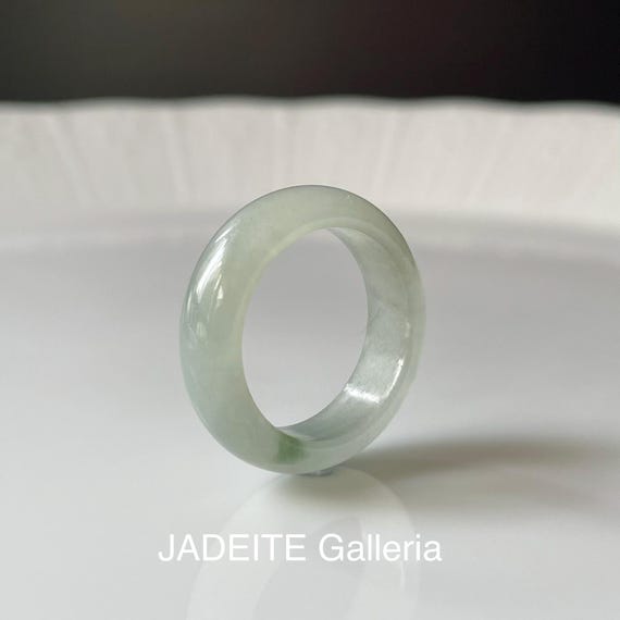 US6.75 Jade Ring  - Authentic BURMESE Jadeite Natural Grade A Translucent with a Touch of Green unisex jade band ring