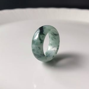 Jade Ring US9.75 - Natural Burmese type A jade band ring Bluish Green
