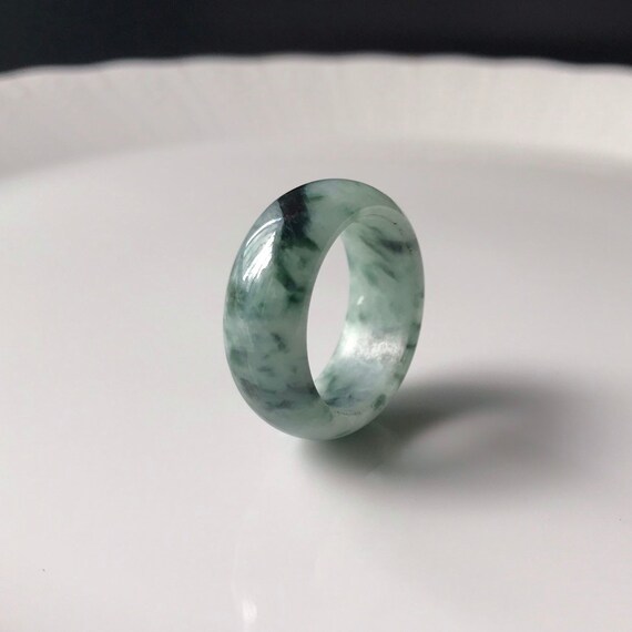 Jade Ring US9.75 - Natural Burmese type A jade band ring Bluish Green