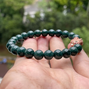 Jade Bead Bracelets - Natural Bluish Green Jadeite Genuine Authentic Myanmar Grade A Jadeite Bracelet Jadeite bead bracelet Jade Bracelet