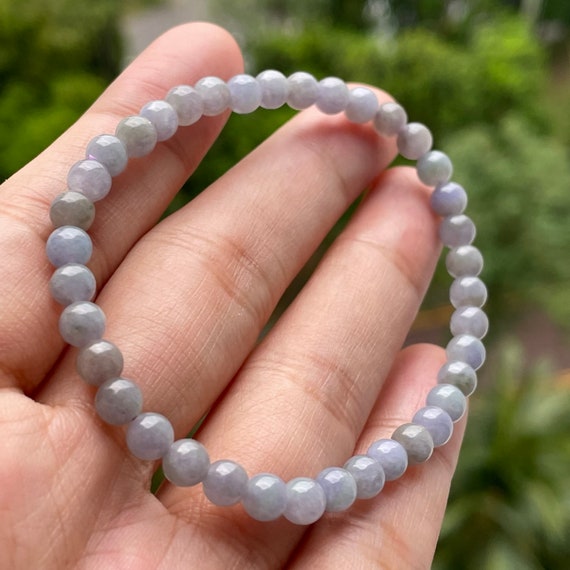 Yum Shade Jade bead bracelet- Natural Type A Burmese Jadeite Rare Lavender Translucent jadeite bracelet