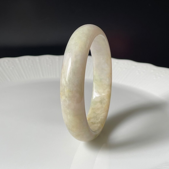 Jade Bangle 59mm- Natural Type A Burmese Jadeite Jade Translucent Jade Bangle Ivory Beige Burmese Jade Bangle