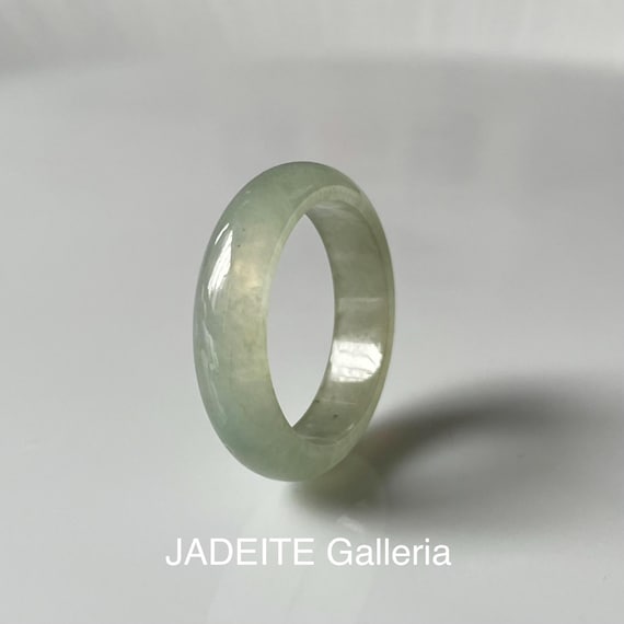 Jade Ring US6.5 - Natural Burmese jadeite translucent green Authentic Grade A Jade band ring