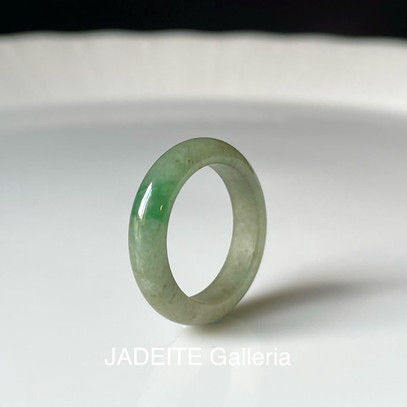 Translucent Green Band, US Size 6.75 Handmade Burmese Jadeite Ring