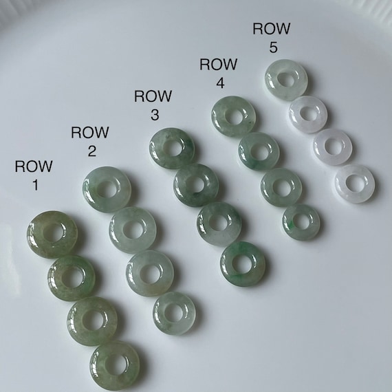 Gift Set Jade Donut Mini Pendants Bundle- Natural Type A Burmese Jadeite Jade Translucent jade donut for Family and Friendships