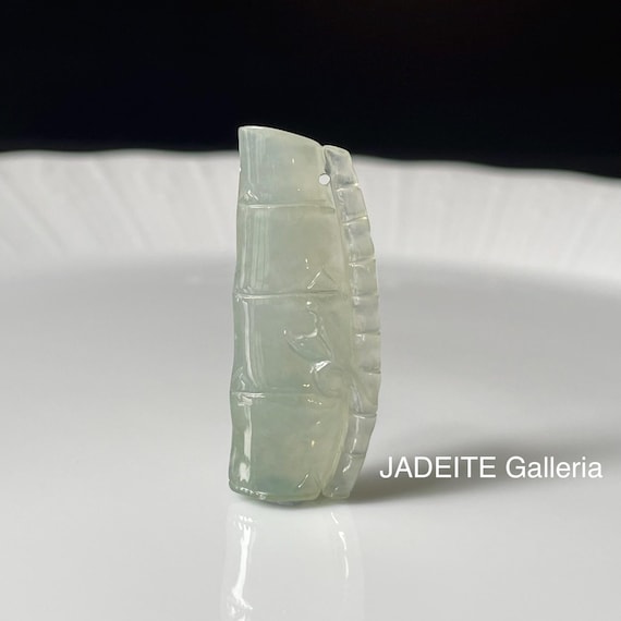 Natural Jade Pendant, Natural jadeite grade A  translucent Burmese Jadeite Type A Bamboo Pendant