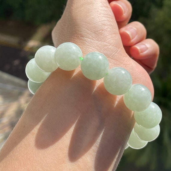 Jade Bead Bracelet Green Jadeite Bead Bracelet Authentic Type A Myanmar Jade 13mm Bead Bracelet