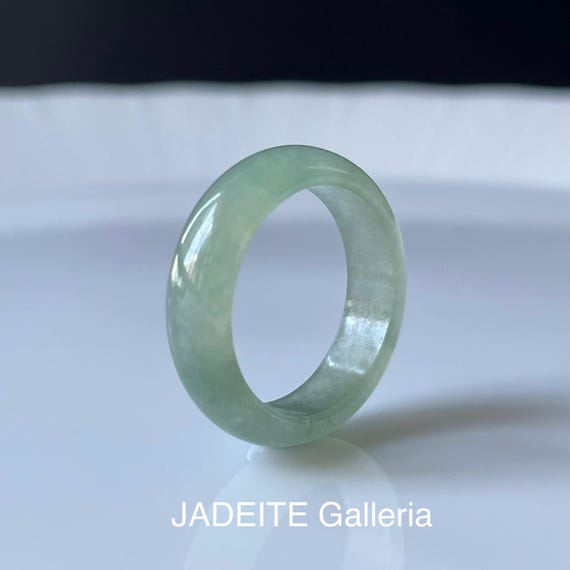 Jade Ring US7.3 - Natural Burmese jadeite translucent Green Jade Authentic