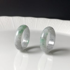 Jade Ringe US9 Unisex-Bandringe-stapel- Authentische burmesische Jadeit Jade 100% natürliche Klasse A Durchscheinend Weiß