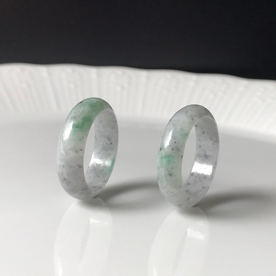 Jade Rings US9 unisex band rings stack- Authentic Burmese Jadeite Jade 100% Natural Grade A Translucent White