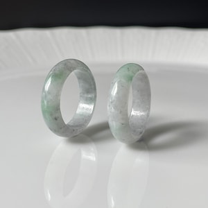 Jade Ringe US 7.75 unisex Bandringe - Authentische burmesische Jadeit Jade 100% natürlicher Grad A durchscheinendes Weiß