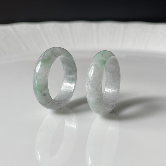 Jade Rings US 7.75 unisex band rings - Authentic Burmese Jadeite Jade 100% Natural Grade A Translucent White