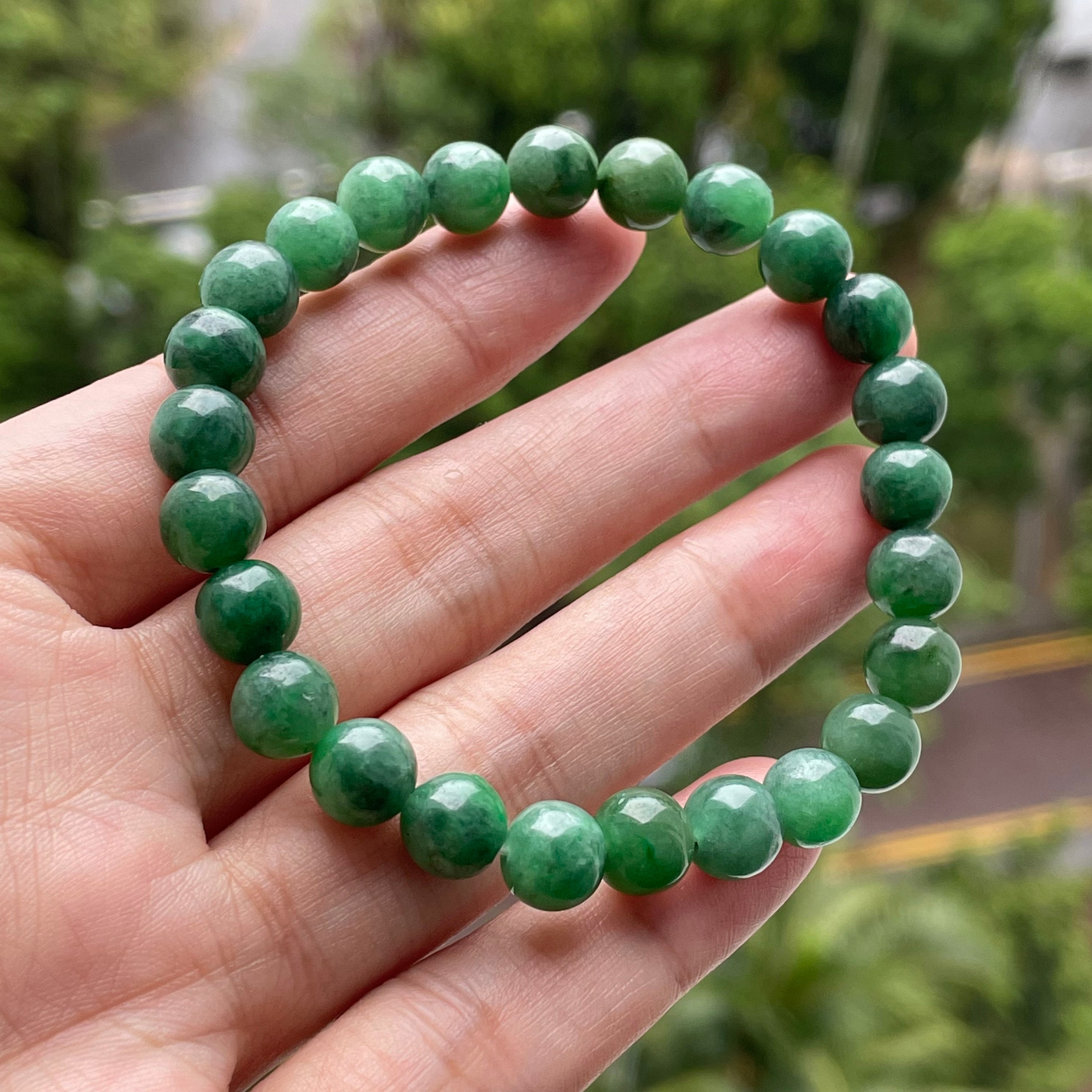 Type A Burmese Jade #7mm White Colour Jadeite Beads Bracelet #7mm 白夜光翡翠手串,  Women's Fashion, Jewelry & Organisers, Bracelets on Carousell