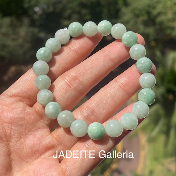8mm Jade Bead Bracelets Translucent Faint Green - Natural Burmese Jadeite Authentic Type A