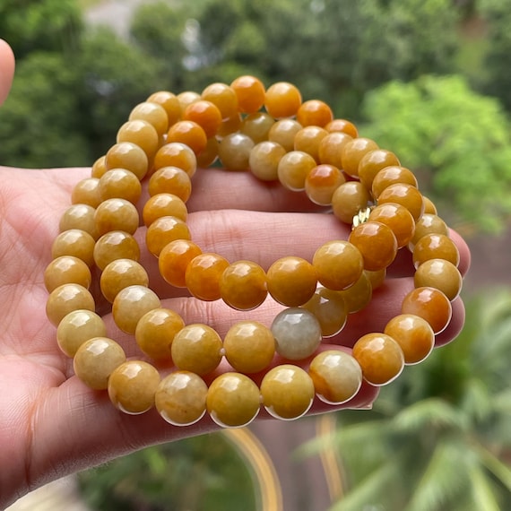 Jade Bead Necklace Natural Color - Genuine Authentic Natural Burmese Jadeite Grade A 8mm Jadeite Bead Necklace