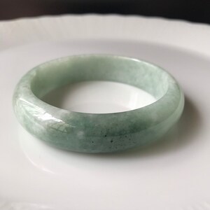Untreated Jade Bangle 59.1mm- Faint Green and Gray Burmese Jadeite Authentic Grade A Translucent Green Jade Bangle image 5