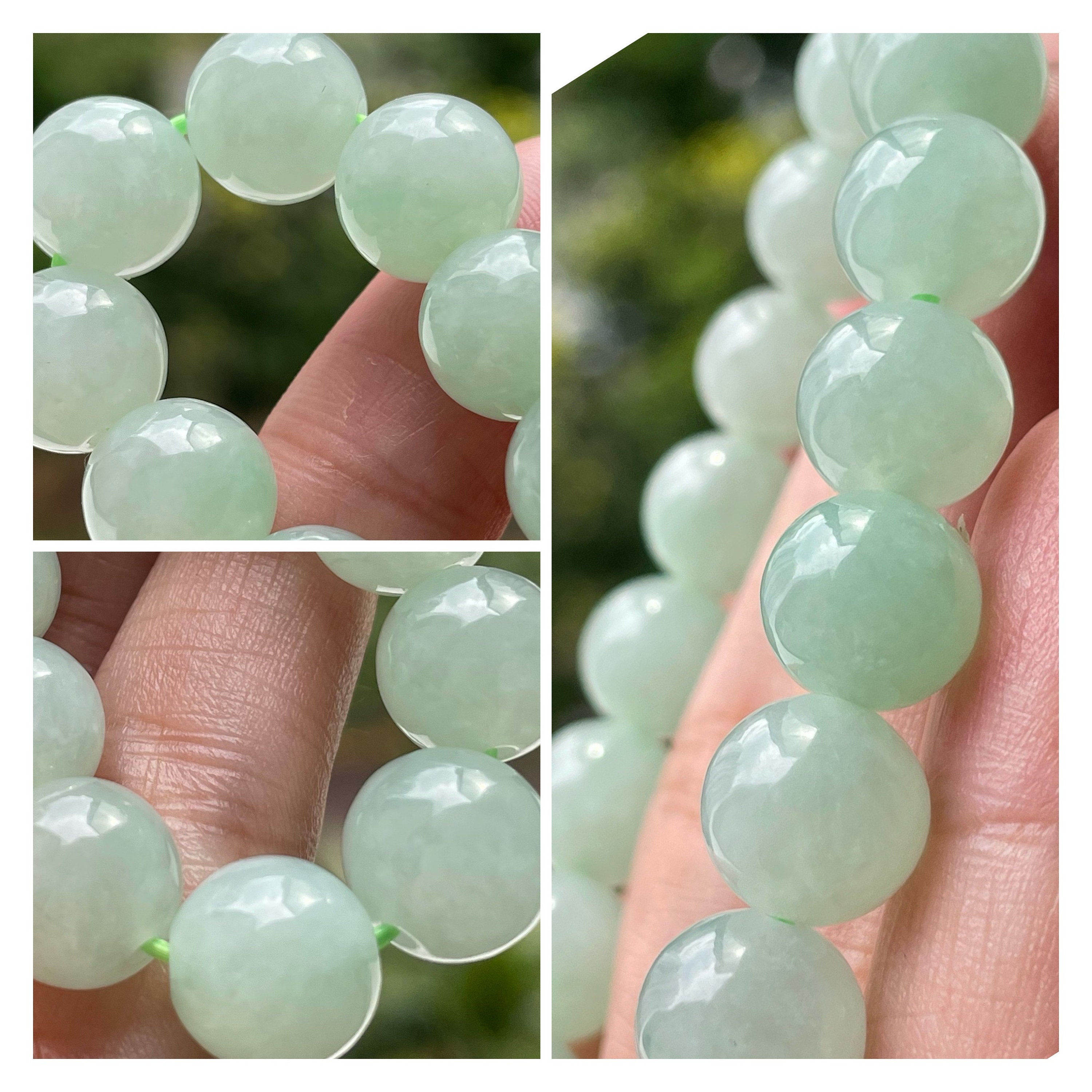 Jade bead bracelet- 10mm Natural Type A Burma Jadeite Translucent Soft  Green Jade Bead Bracelet Jade Bracelet
