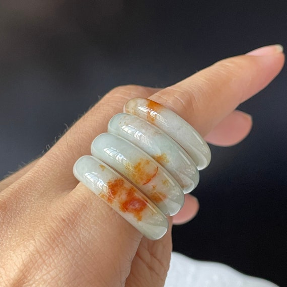 Jade Ring US8.75 Natural Type A Burmese Jadeite Ring Untreated Jade Rings Men’s Jade Ring Unisex Jade Band Rings