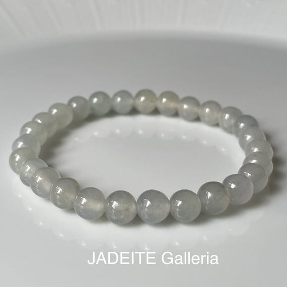White Jade High Translucent Fine Quality Jade bead bracelet- Natural Type A Burma Jadeite Translucent Authentic Jadeite Jewelry